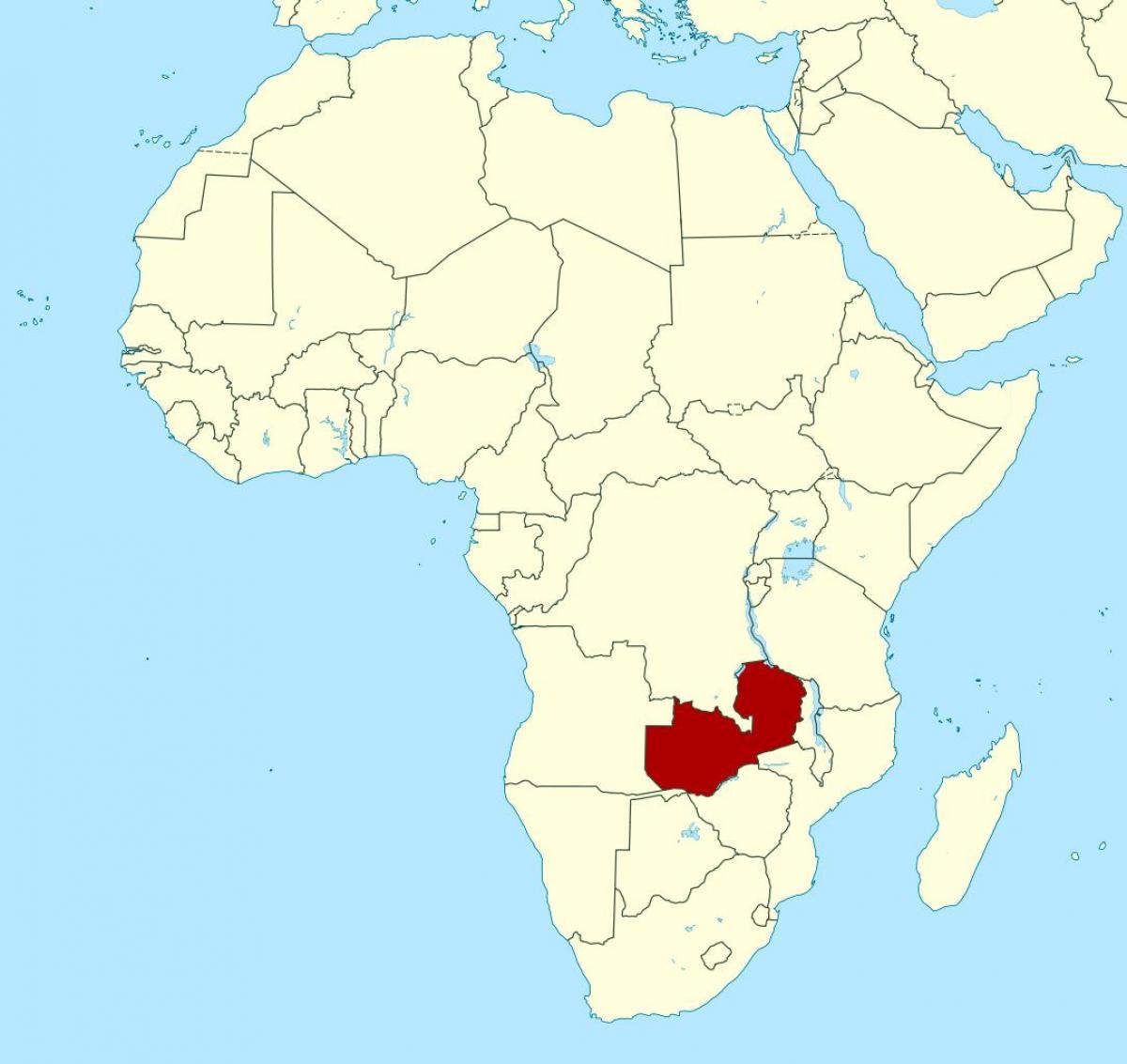 Kaart van Zambia locatie op de wereld