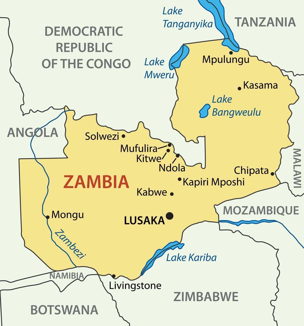 Kaart van kitwe Zambia