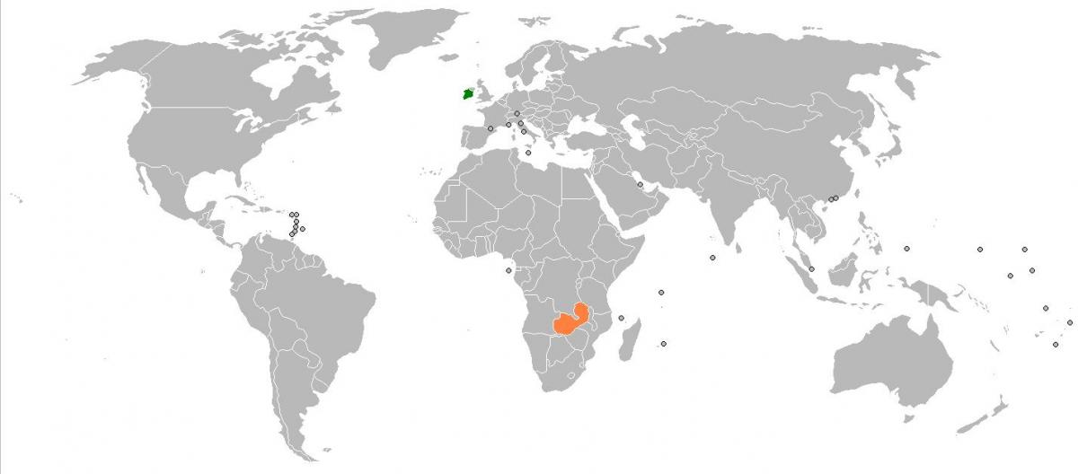 Zambia kaart in de wereld