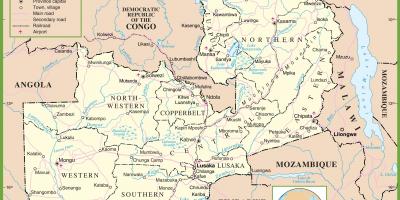 Kaart van politieke Zambia