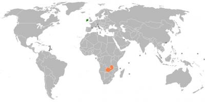 Zambia kaart in de wereld
